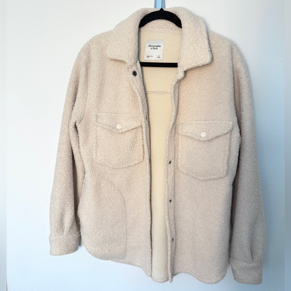 Abercrombie & Fitch Cream Sherpa Jacket